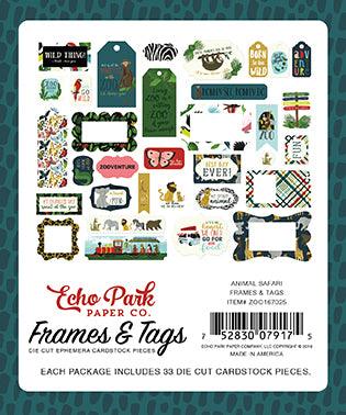 Animal Safari Collection 5 x 5 Frames & Tags Die Cut Scrapbook Embellishments by Echo Park Paper - Scrapbook Supply Companies