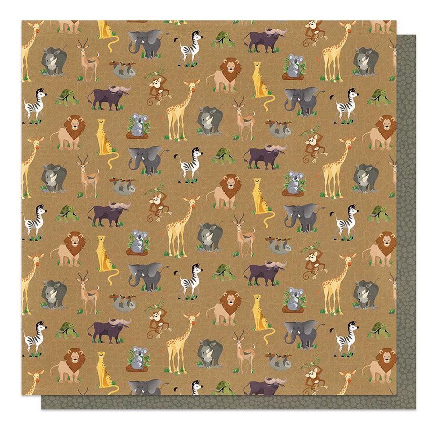 A Day At The Zoo Collection Roar 12 x 12 Double-Sided Scrapbook Paper by Photo Play Paper