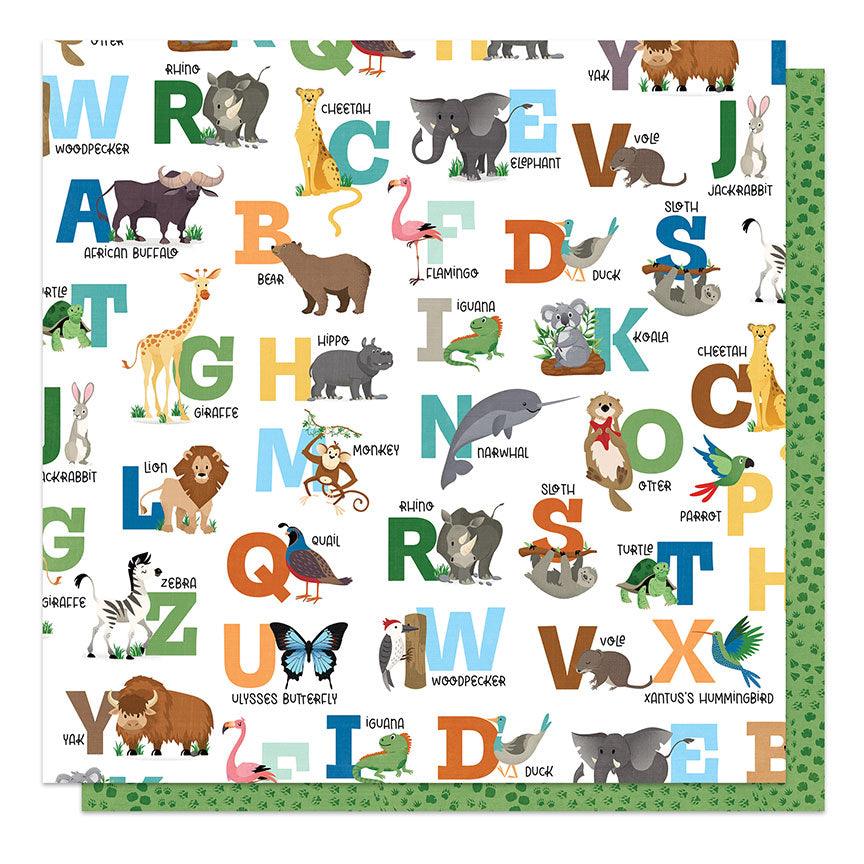 A Day At The Zoo Collection ABCs 12 x 12 Double-Sided Scrapbook Paper by Photo Play Paper