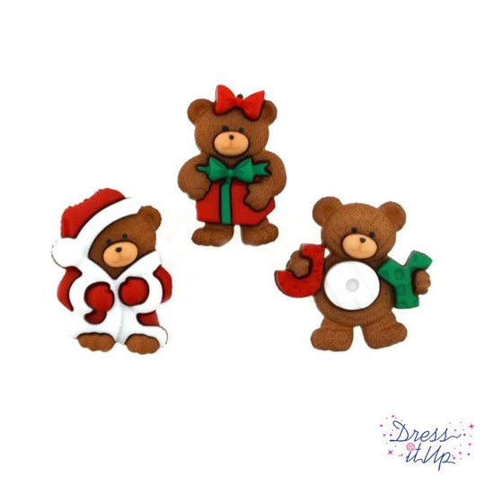 Dress It Up Collection A Beary Merry Christmas Scrapbook Buttons by Jesse James Buttons