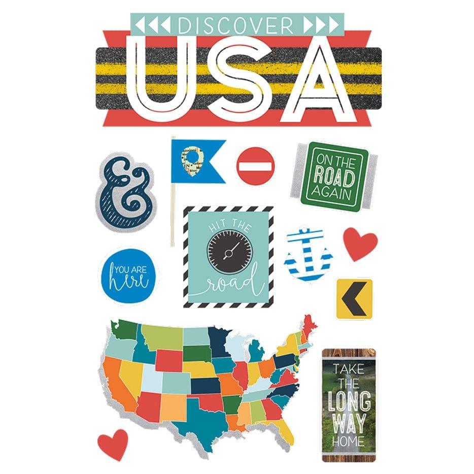 Travel Collection Discover USA 5 x 7 Glitter 3D Scrapbook Embellishment by Paper House Productions - Scrapbook Supply Companies