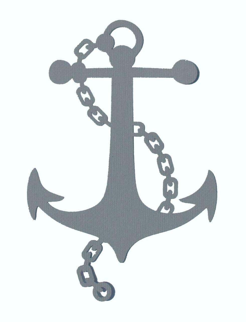 Ship Anchor Gray 4.5 x 6 Laser Cut Scrapbook Embellishment by SSC Laser Designs