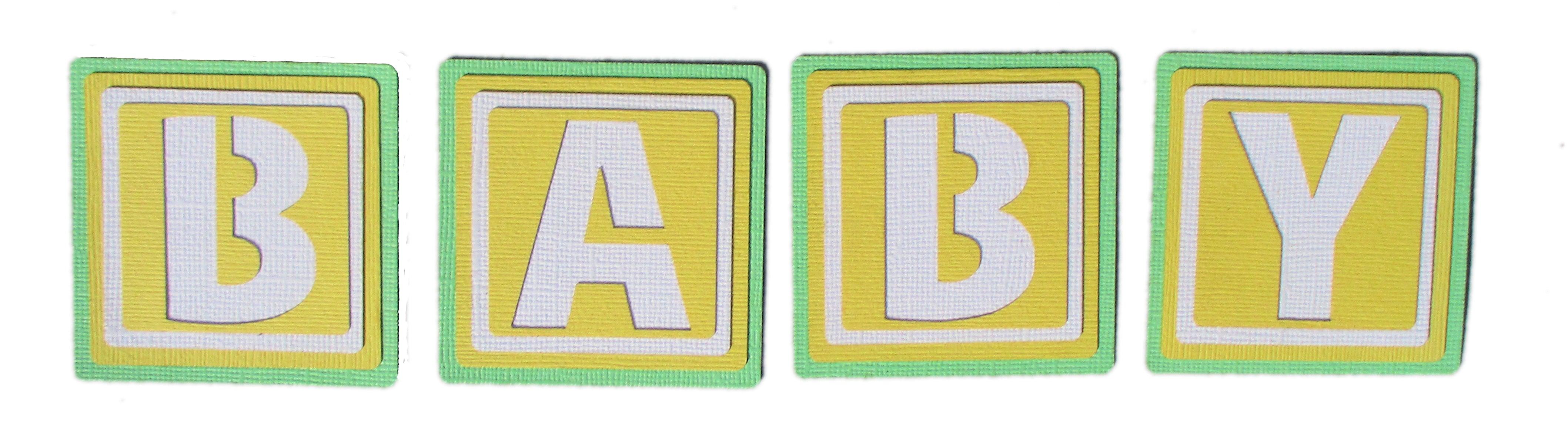 B-A-B-Y Blocks 2.5 x 2.5 Scrapbook Die Cut Embellishments by SSC Laser Designs - 4 Blocks