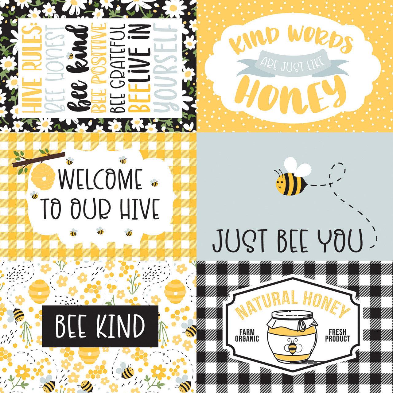 Bee Happy Collection 6x4 Journaling Cards 12 x 12 Double-Sided Scrapbook Paper by Echo Park Paper - Scrapbook Supply Companies