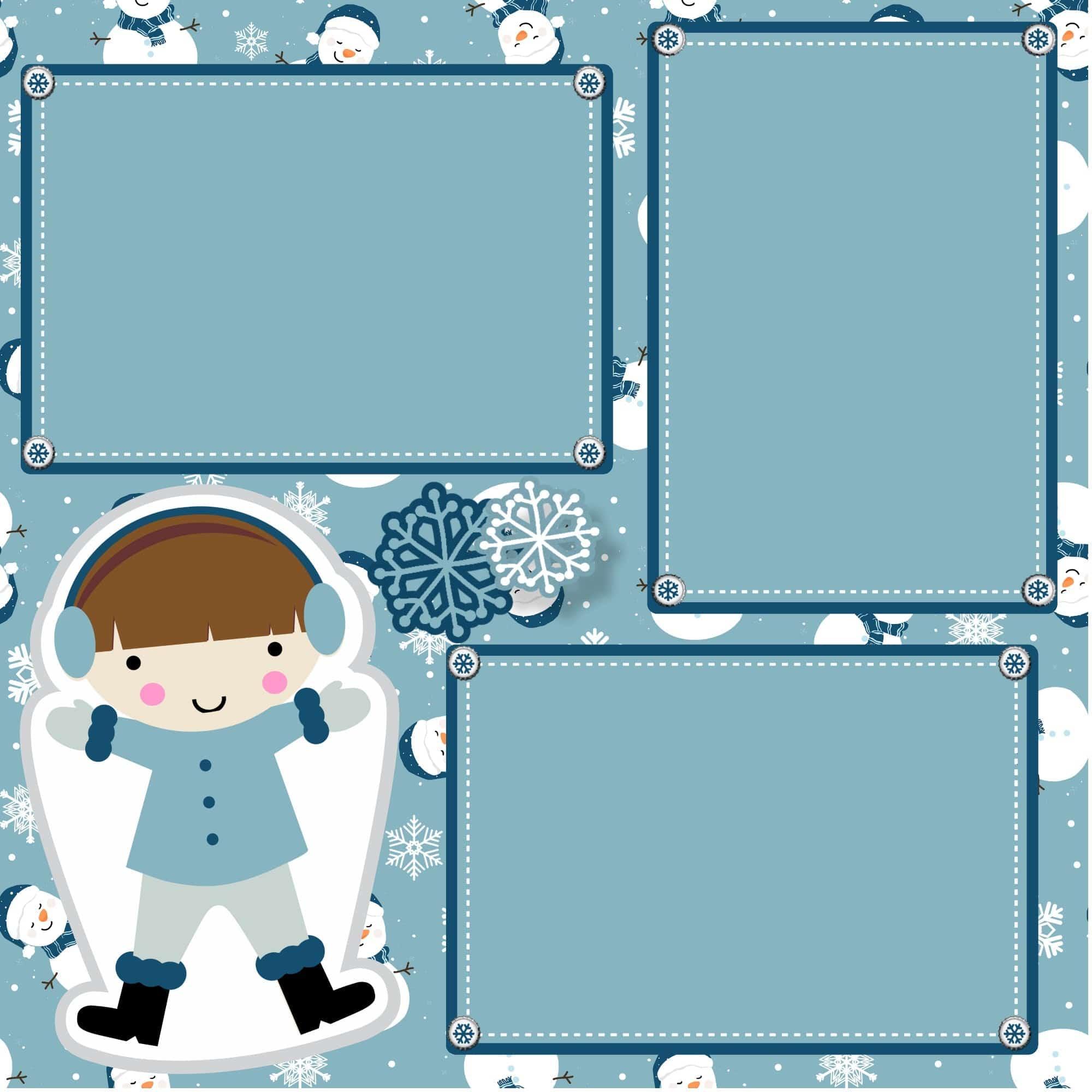 Snow Angel Boy (2) - 12 x 12 Premade, Printed Scrapbook Pages by SSC Designs - Scrapbook Supply Companies