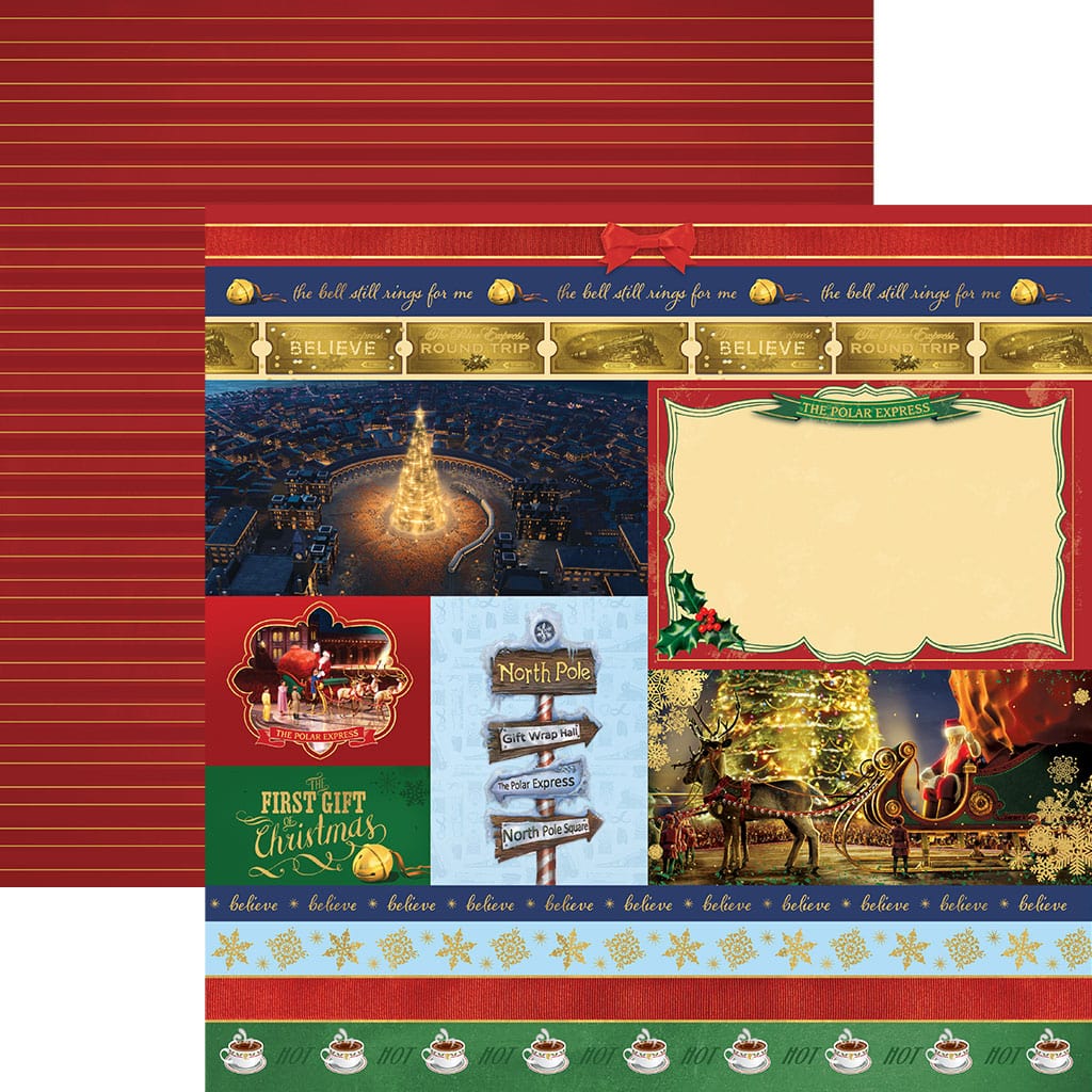 The Polar Express Collection North Pole Tags 12 x 12 Double-Sided Scrapbook Paper by Paper House Productions