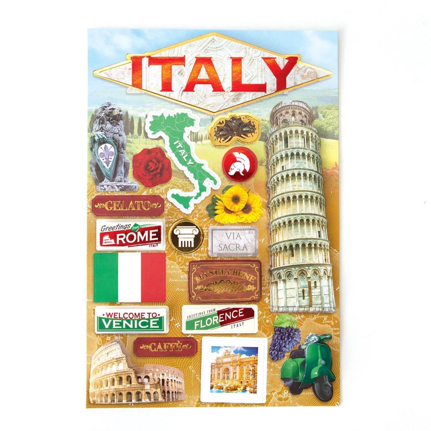 Travel Collection Italy 5 x 7 Glitter 3D Scrapbook Embellishment by Paper House Productions - Scrapbook Supply Companies