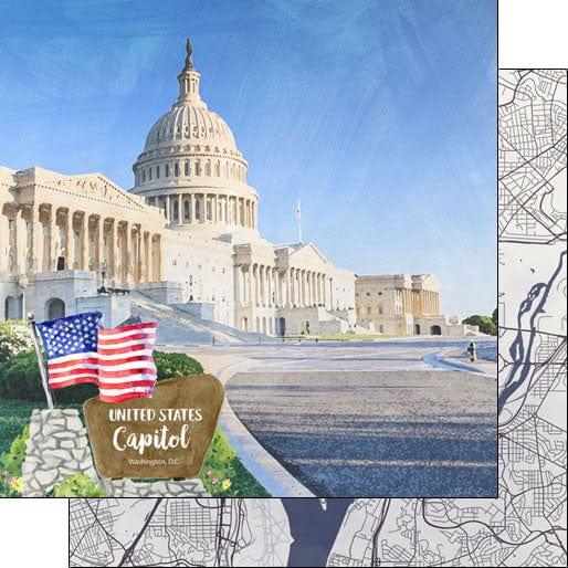 National Park Collection Washington D.C. United States Capital 12 x 12 Double-Sided Scrapbook Paper by Scrapbook Customs - Scrapbook Supply Companies