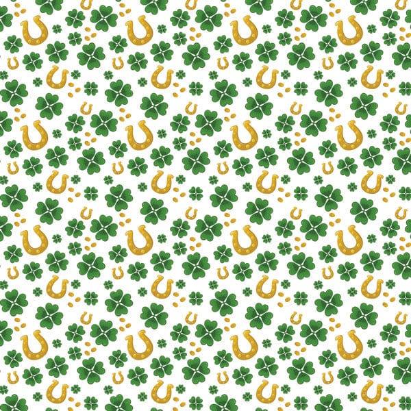 Happy St. Pat's Day Collection Clovers and Horseshoes 12 x 12 Scrapbook Paper by Scrapbook Customs - Scrapbook Supply Companies