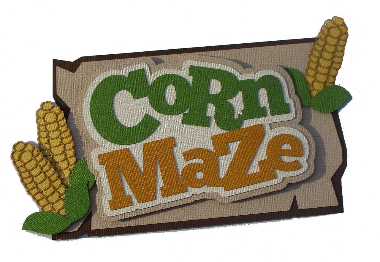 Corn Maze Title 5 x 8 & Corn Stalks 2-Piece Set Fully-Assembled Laser Cut Scrapbook Embellishment by SSC Laser Designs