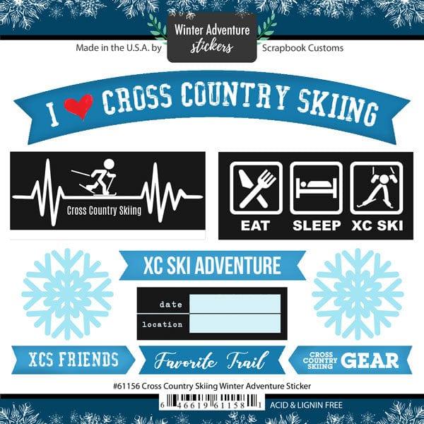 Winter Adventure Collection I Love Cross Country Skiing 6 x 6 Scrapbook Stickers by Scrapbook Customs - Scrapbook Supply Companies