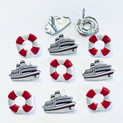 Cruise Collection Ship & Life Preserver Scrapbook Brads by Eyelet Outlet - Pkg. of 12