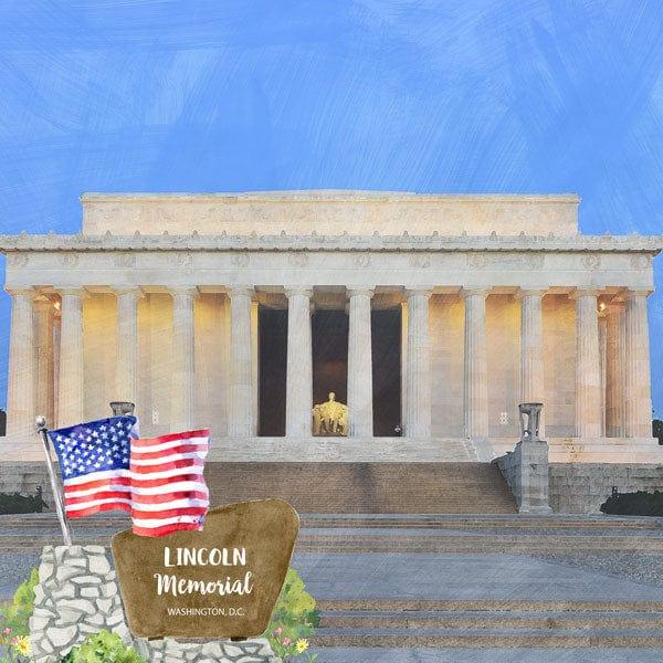 National Park Collection Washington D.C. Lincoln Memorial 12 x 12 Double-Sided Scrapbook Paper by Scrapbook Customs - Scrapbook Supply Companies