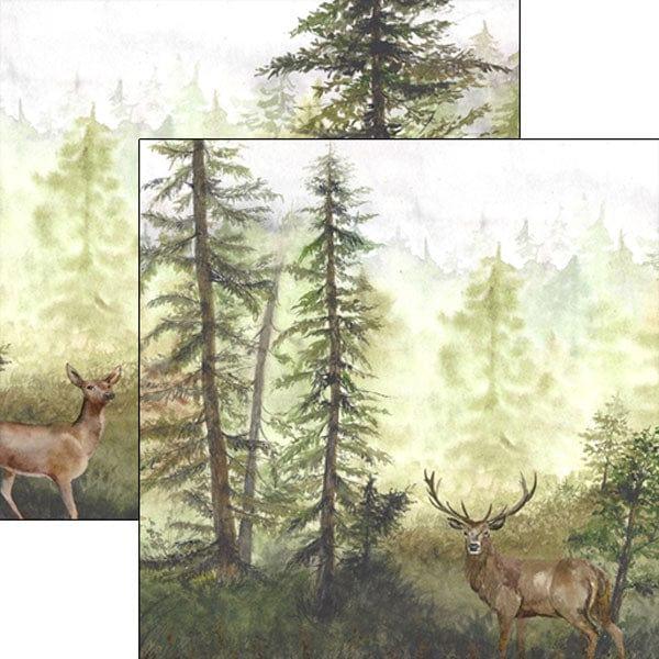 Watercolor Collection Deer 12 x 12 Double-Sided Scrapbook Paper by Scrapbook Customs - Scrapbook Supply Companies