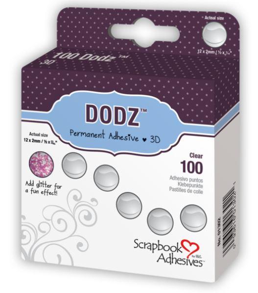 Dodz Collection 3D (12mm), Permanent, Transparent, Double-Sided Adhesive Dots - Pkg. of 100 - Scrapbook Supply Companies