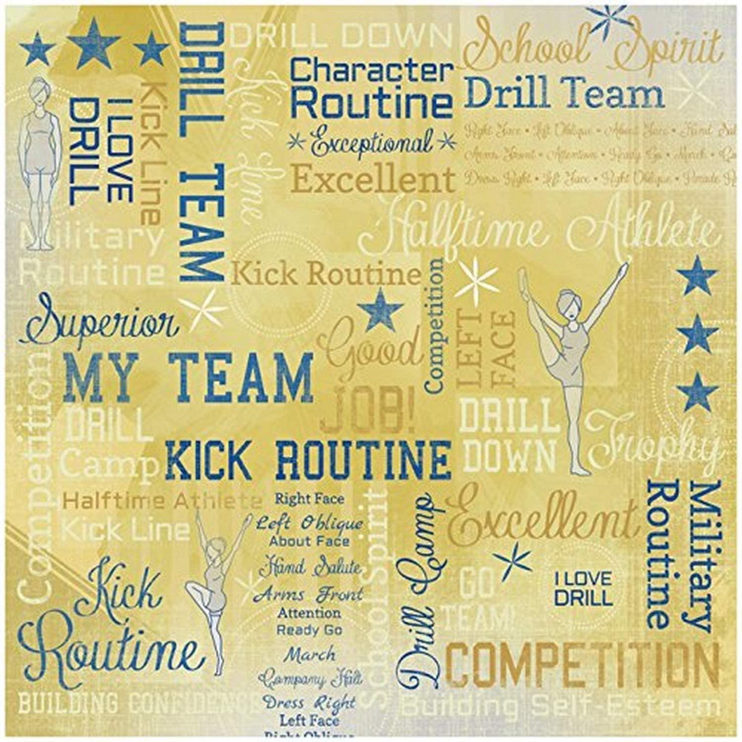 Drill Team Collection Drill Team Collage 12 x 12 Scrapbook Paper by Karen Foster Design - Scrapbook Supply Companies