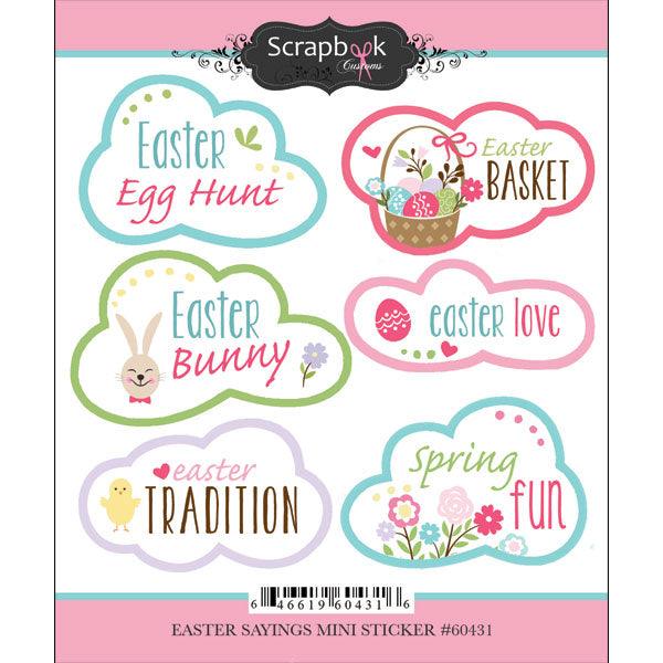Easter Baskets & Bunnies Collection Easter Sayings Mini Sticker Sheet 5 x 6 Sticker Sheet b Scrapbook Customs - Scrapbook Supply Companies
