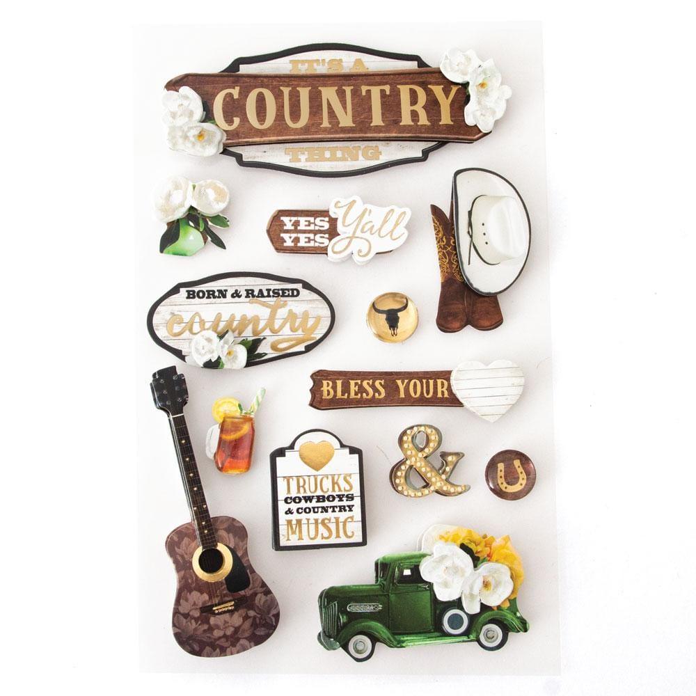 Travel Collection It's A Country Thing 5 x 7 Glitter 3D Scrapbook Embellishment by Paper House Productions - Scrapbook Supply Companies