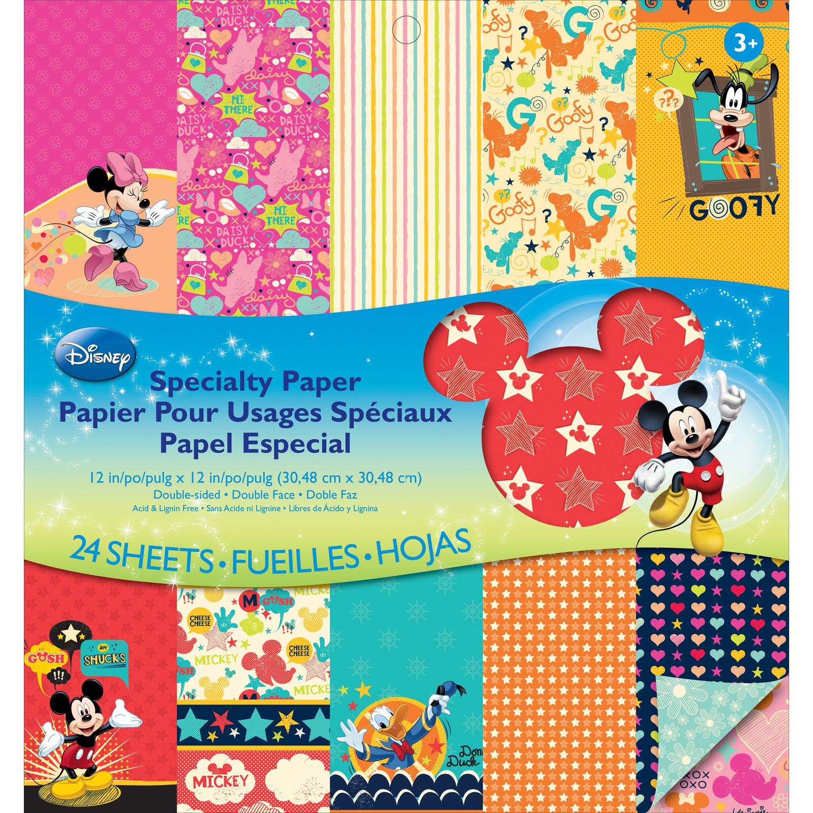 Disney Collection Mickey Mouse & Friends 12 x 12 Designer Scrapbook Paper Pad by American Crafts - 24 Double-Sided Scrapbook Papers