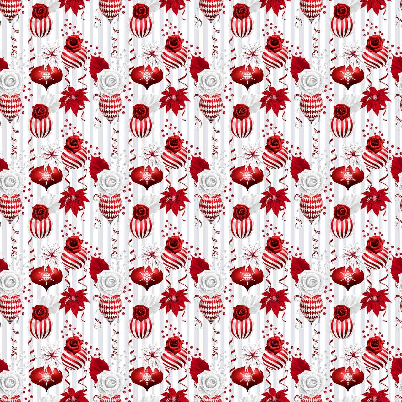 Peppermint Christmas Collection Vintage Ornaments 12 x 12 Double-Sided Scrapbook Paper by SSC Designs - Scrapbook Supply Companies