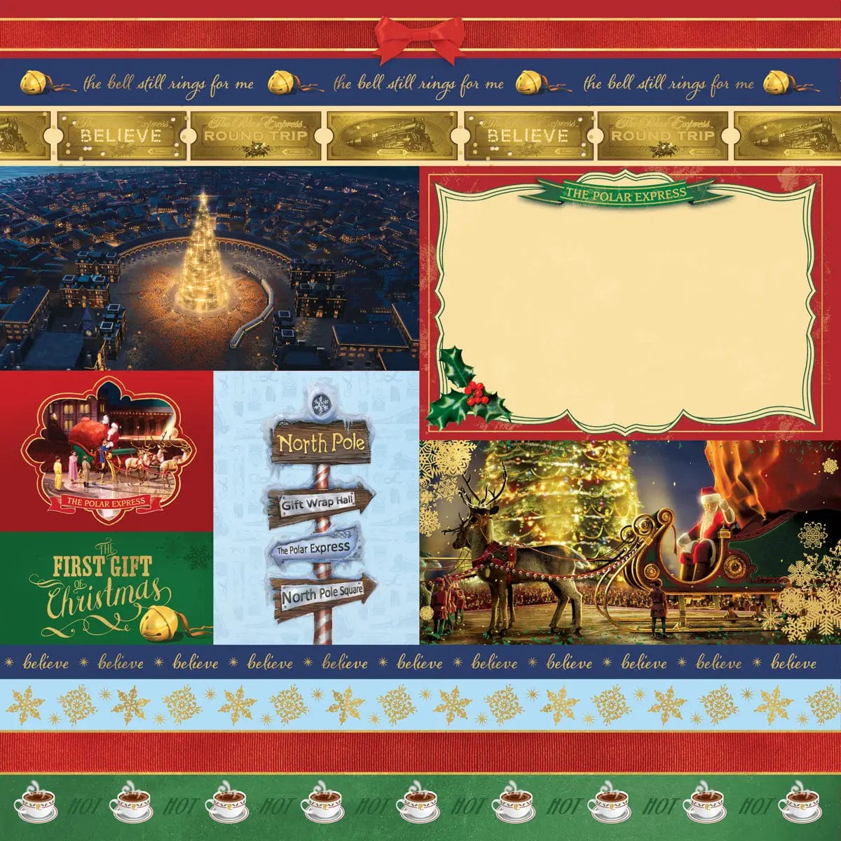 The Polar Express Collection North Pole Tags 12 x 12 Double-Sided Scrapbook Paper by Paper House Productions