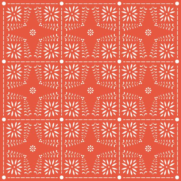 Day Of The Dead Collection Mexican Fans and Red Cutwork 12 x 12 Double-Sided Scrapbook Paper by Scrapbook Customs - Scrapbook Supply Companies