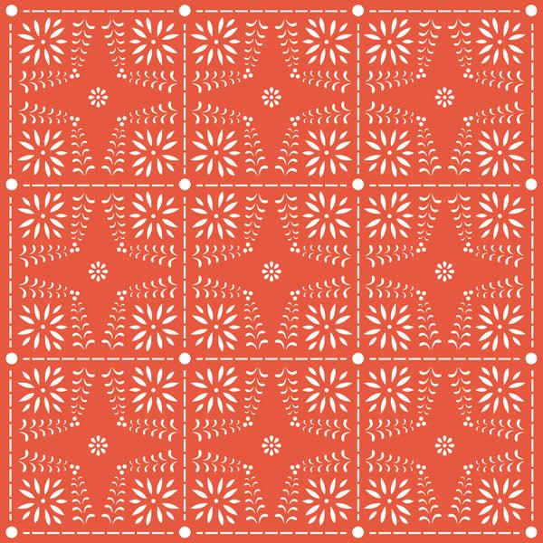 Day Of The Dead Collection Mexican Fans and Red Cutwork 12 x 12 Double-Sided Scrapbook Paper by Scrapbook Customs - Scrapbook Supply Companies