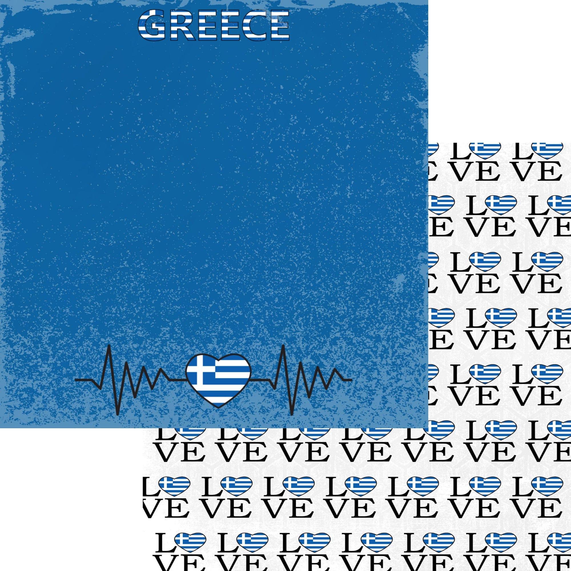 Greece Collection Greece Heartbeat 12 x 12 Double-Sided Scrapbook Paper by SSC Designs