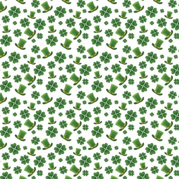 Happy St. Pat's Day Collection Clovers and Hats 12 x 12 Scrapbook Paper by Scrapbook Customs