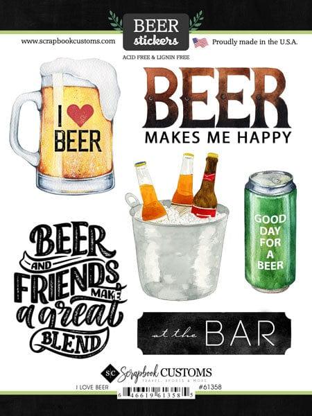 I Love Beer Collection 6 x 8 Scrapbook Sticker Sheet by Scrapbook Customs - Scrapbook Supply Companies