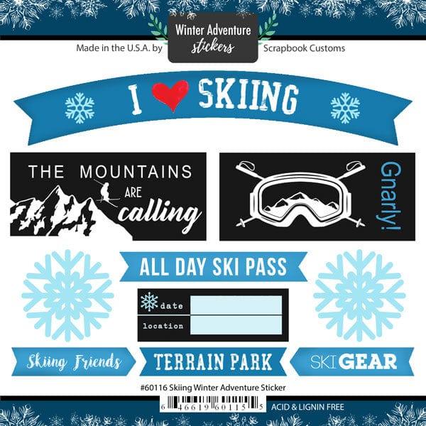 Winter Adventure Collection I Love Skiing 6 x 6 Scrapbook Stickers by Scrapbook Customs - Scrapbook Supply Companies