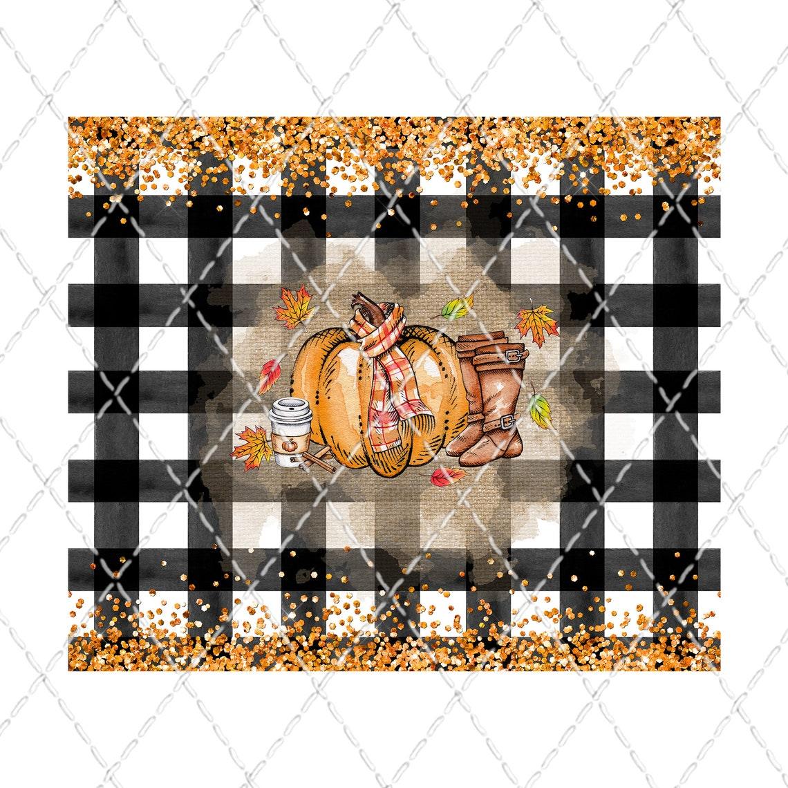 Buffalo Plaid Fall Pumpkin 30 oz. Straight Skinny Tumbler by SSC Designs - Scrapbook Supply Companies