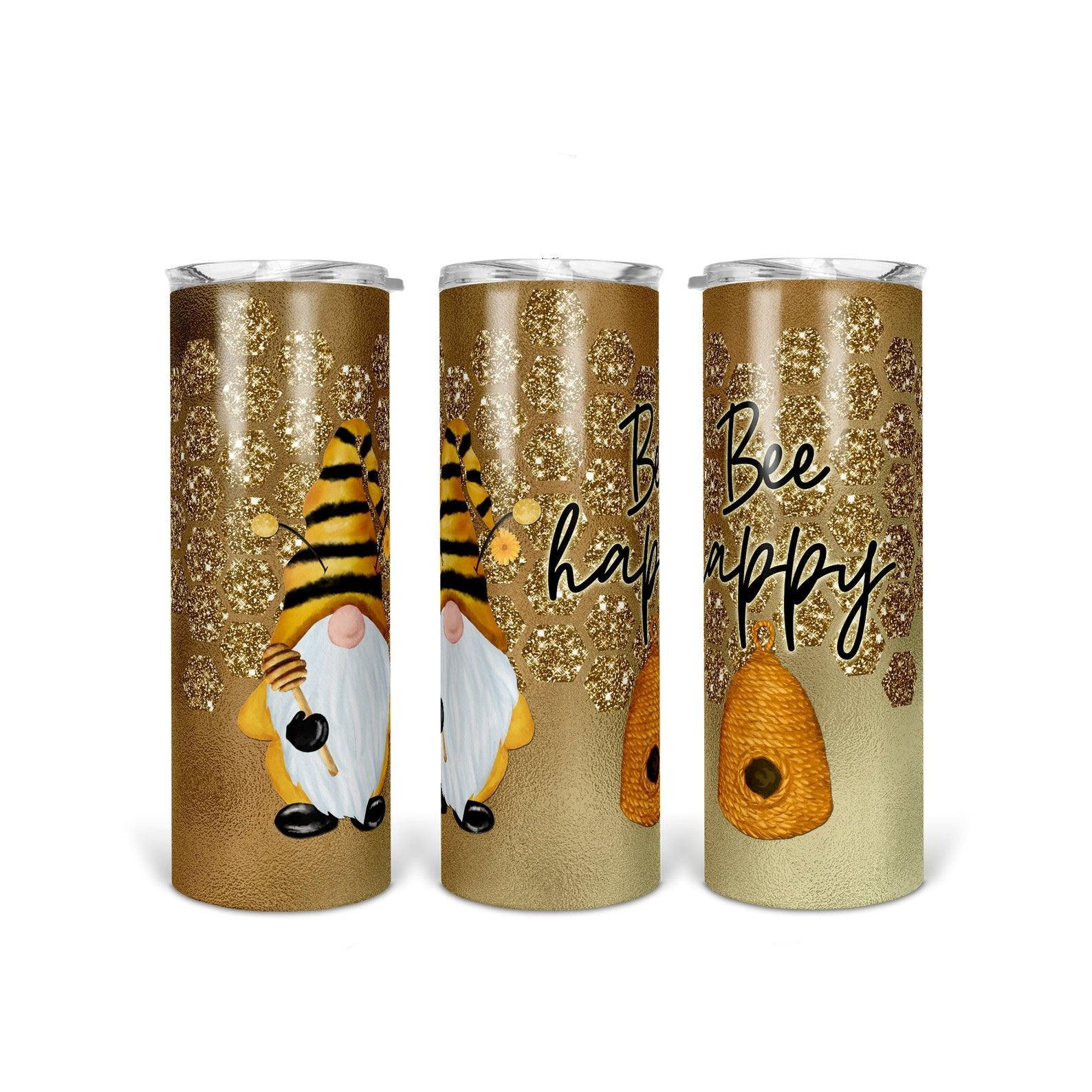 Bee Happy Gnome 30 oz. Straight Skinny Tumbler by SSC Designs - Scrapbook Supply Companies