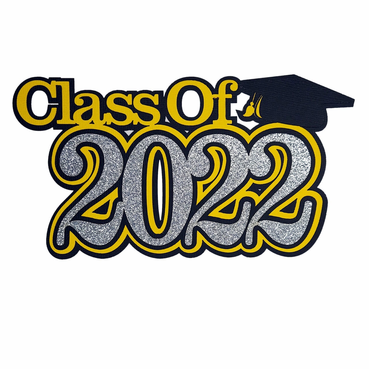 Pick Your School Color Graduation Collection Class of 2022 4 x 7 Glitter Laser Cut Embellishment by SSC Laser Designs