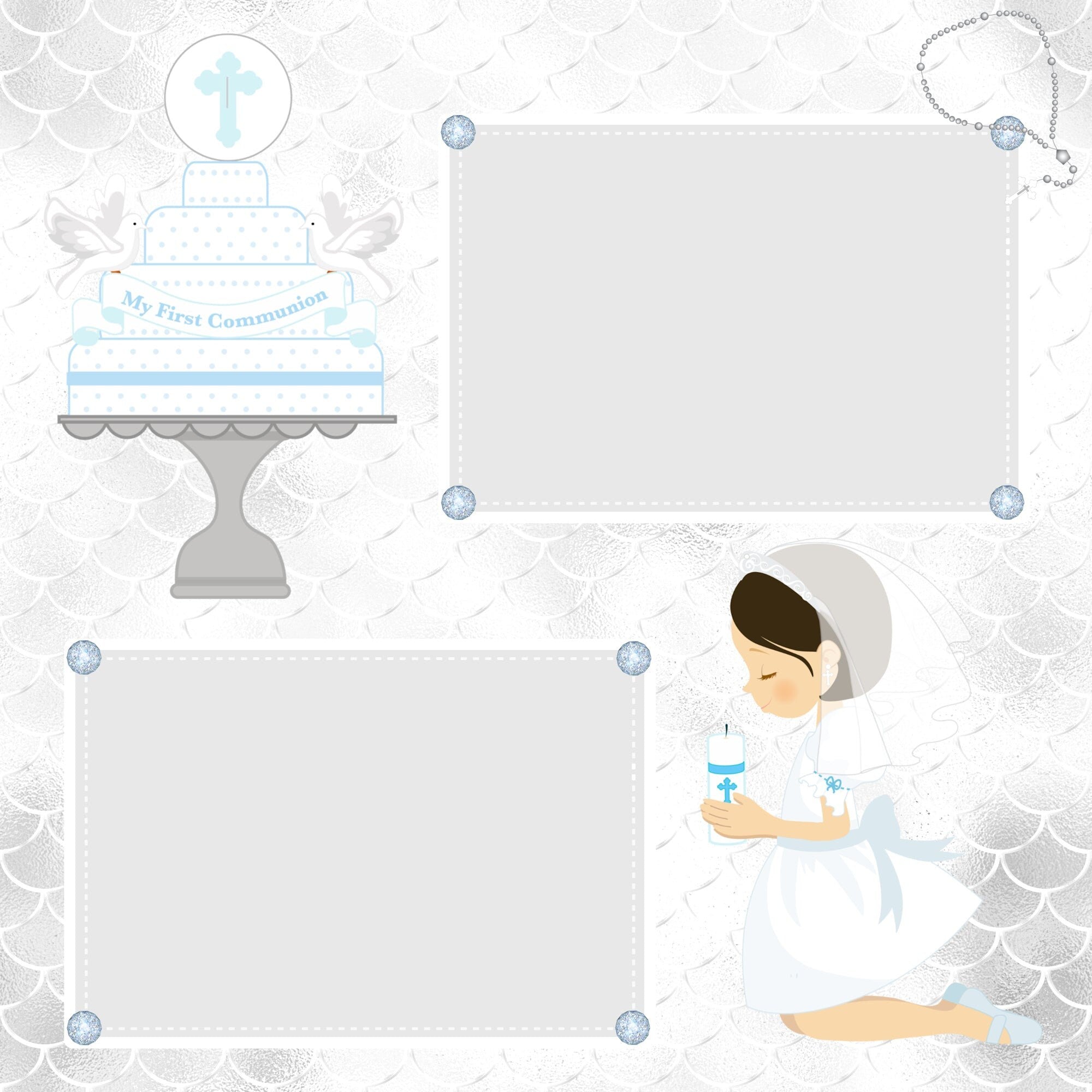 First Communion Girl (2) - 12 x 12 Premade, Printed Scrapbook Pages by SSC Designs