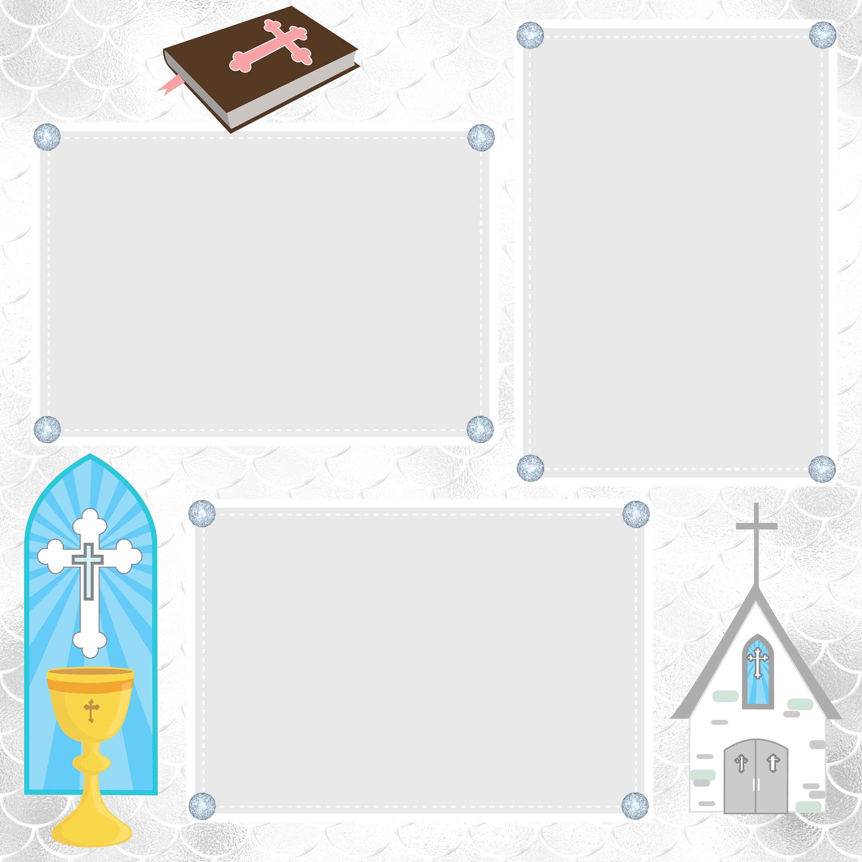 First Communion Girl (2) - 12 x 12 Premade, Printed Scrapbook Pages by SSC Designs