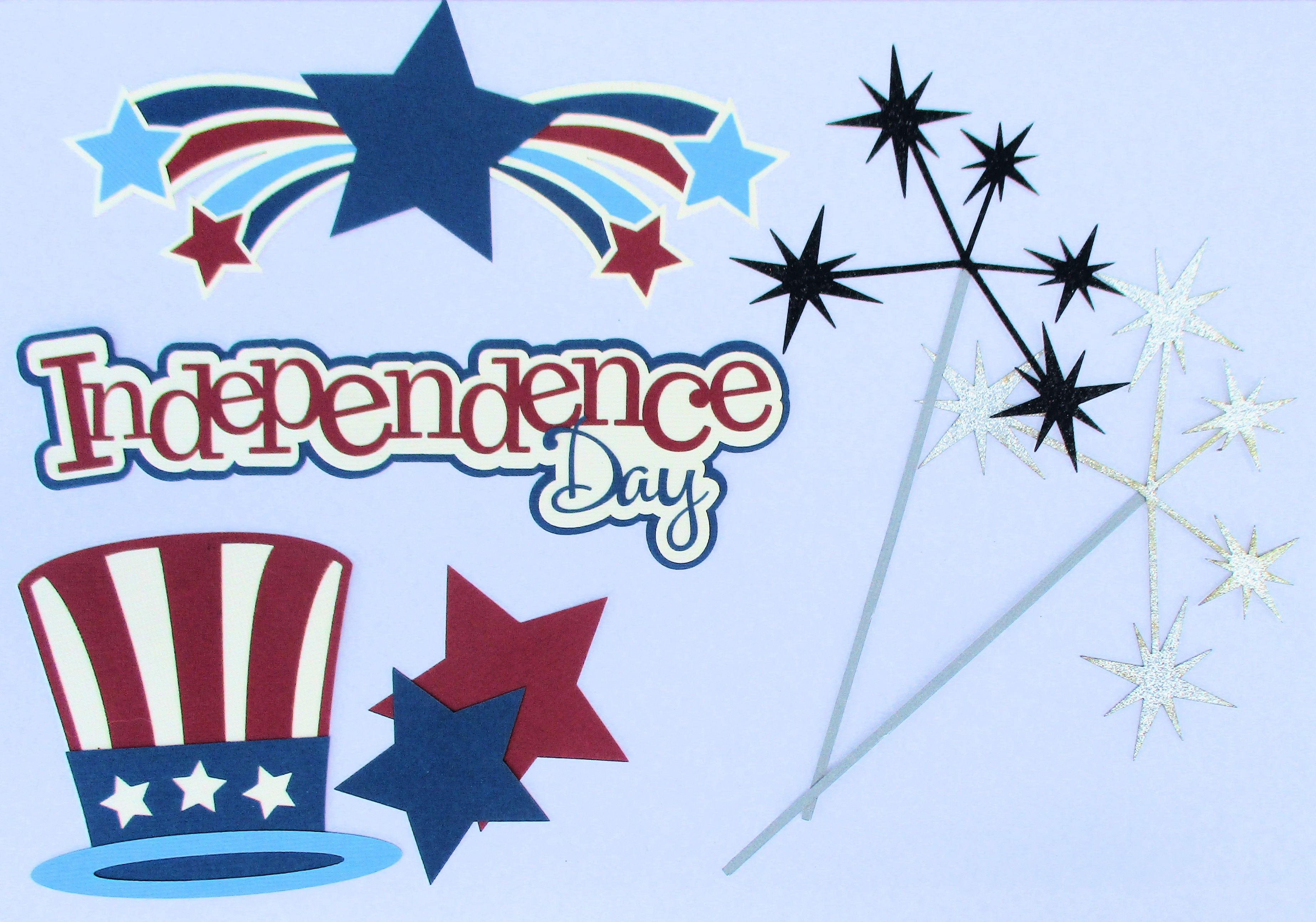 Independence Day Title & Accessories 7-Piece Laser Cut Scrapbook Embellishments by SSC Laser Designs