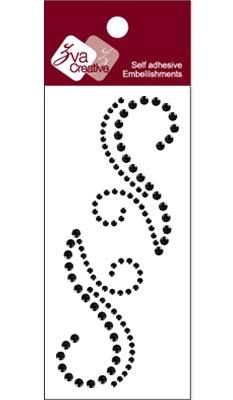 Jet Black Rhinestone Symmetrical Swirl Flourish Embellishment by Zva Creative - Scrapbook Supply Companies