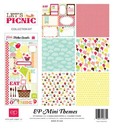 Let's Picnic Collection 12 x 12 Double-Sided Scrapbook Paper Kit & Sticker Sheet by Echo Park Paper - 7 Pieces - Scrapbook Supply Companies