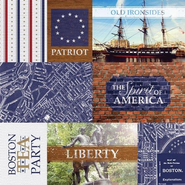 Let Freedom Ring Collection Boston Tags 12 x 12 Double-Sided Scrapbook Paper by Paper House Productions - Scrapbook Supply Companies