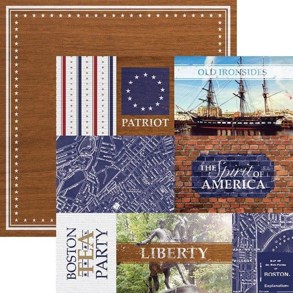 Let Freedom Ring Collection Boston Tags 12 x 12 Double-Sided Scrapbook Paper by Paper House Productions - Scrapbook Supply Companies