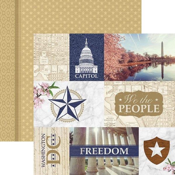 Let Freedom Ring Collection Washington, DC Tags 12 x 12 Double-Sided Scrapbook Paper by Paper House Productions - Scrapbook Supply Companies