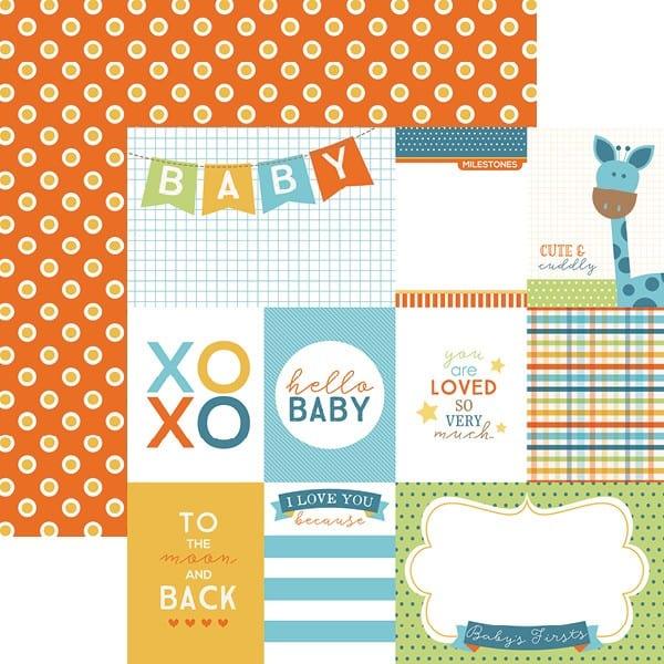 Hello Baby Collection Blue Boy Tags 12 x 12 Double-Sided Scrapbook Paper by Paper House Productions - Scrapbook Supply Companies