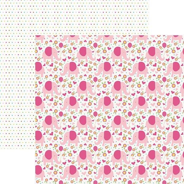 Hello Baby Collection Pink Girl Elephants 12 x 12 Double-Sided Scrapbook Paper by Paper House Productions - Scrapbook Supply Companies