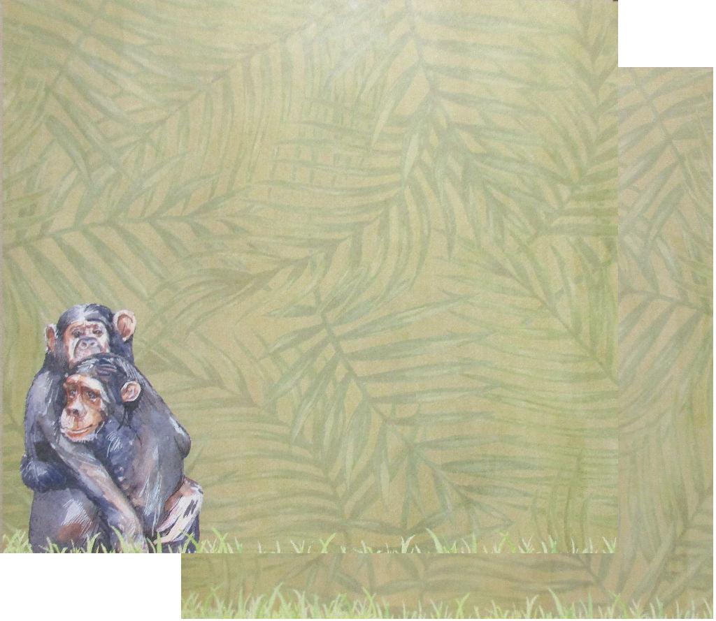 African Safari Collection Primate 12 x 12 Double-Sided Scrapbook Paper by Scrapbook Customs - Scrapbook Supply Companies