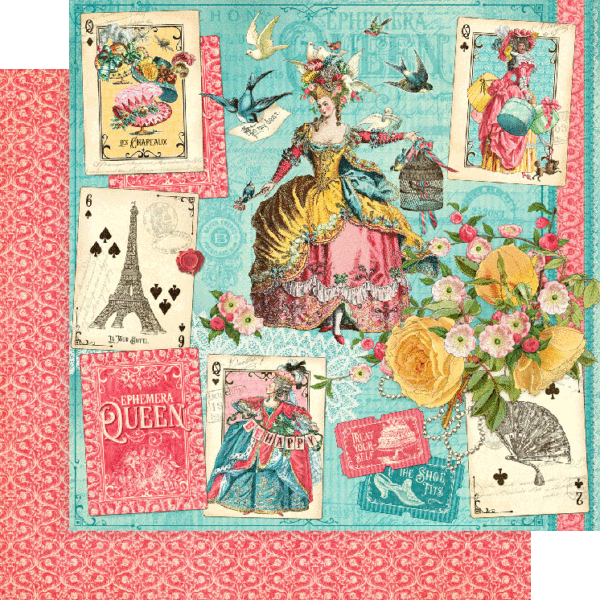 Ephemera Queen Collection Ephemera Queen 12 x 12 Double-Sided Scrapbook Paper by Graphic 45 - Scrapbook Supply Companies