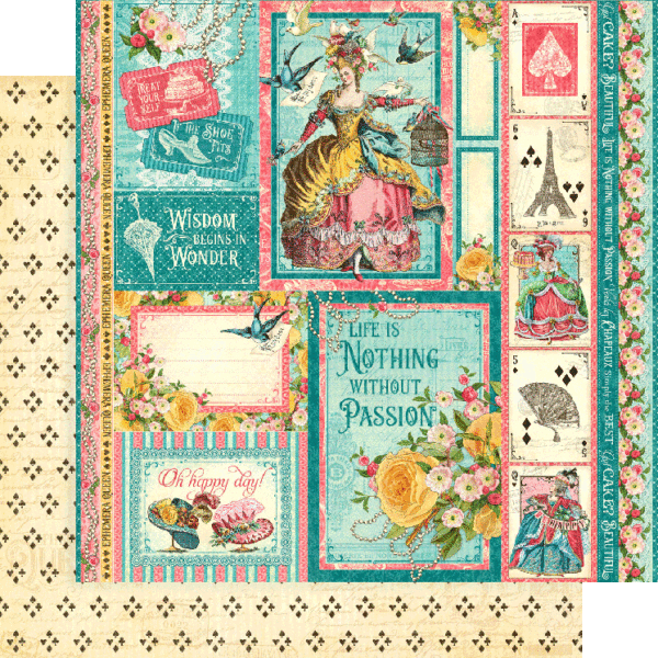 Ephemera Queen Collection Oh Happy Day 12 x 12 Double-Sided Scrapbook Paper by Graphic 45 - Scrapbook Supply Companies
