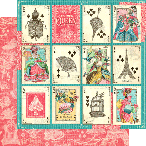 Ephemera Queen Collection A Winning Hand 12 x 12 Double-Sided Scrapbook Paper by Graphic 45