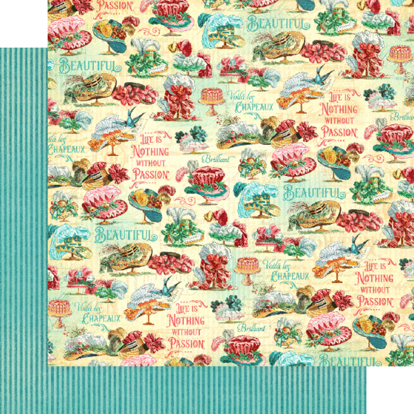 Ephemera Queen Collection Les Chapeaux 12 x 12 Double-Sided Scrapbook Paper by Graphic 45