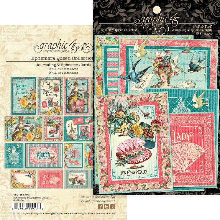 Ephemera Queen Collection 4 x 6 & 3 x 4 Journaling Cards by Graphic 45 - Scrapbook Supply Companies